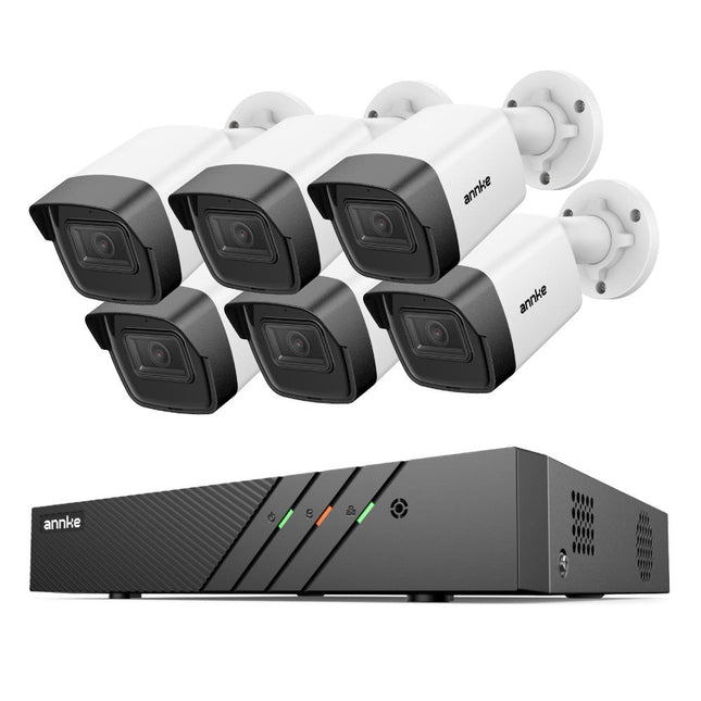 ANNKE 8CH 5MP Outdoor CCTV Security System, 4 Bullet Cameras, AI Human & Vehicle Detection, Built-in Audio