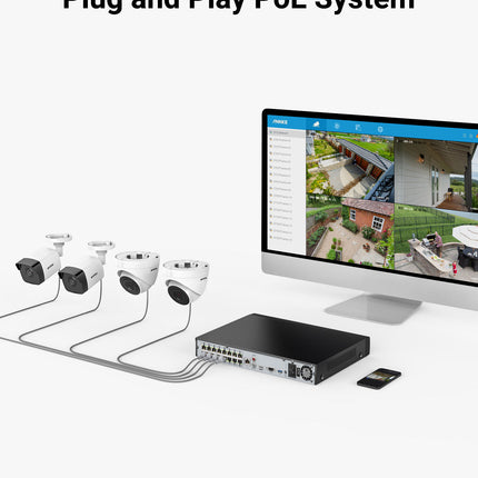 Annke Security Kit: 16x 2MP Bullet Cameras, 16CH NVR, Smart Dual Light, AI Detect, Mic