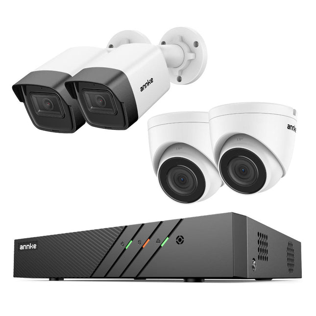 Annke Security Kit: 4x 5MP AI IP Cameras (2 Turret + 2 Bullet) with Microphone, 8CH NVR, IP67 Weatherproof