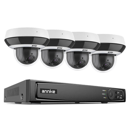 Annke Security Kit: 4x 5MP PTZ Dome Cameras, 8CH NVR, AI Detection, Two-Way Audio, IntelliSense DarkVu, 4X PTZ Zoom