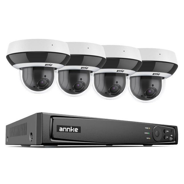 Annke Security Kit: 4x 5MP PTZ Dome Cameras, 8CH NVR, AI Detection, Two-Way Audio, IntelliSense DarkVu, 4X PTZ Zoom