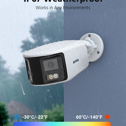 ANNKE 8CH 12MP Outdoor CCTV Security System, 2 Dual Lens Turret Cameras, 2 Dual Lens Bullet Cameras, 4K Panoramic View, Smart Dual Light