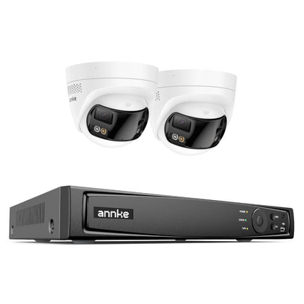 ANNKE 8CH 12MP Outdoor CCTV Security System, 2 Dual Lens Turret Cameras, 4K Panoramic View, Smart Dual Light, Two-Way Audio, AI Human & Vehicle Detection