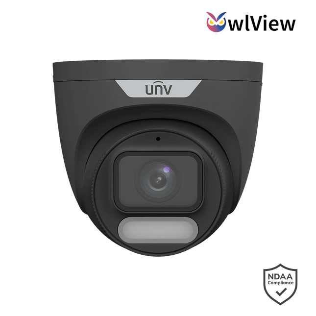 Uniview IPC3628LE-ADF28K-WP-BK 8MP OwlView Turret Camera – 2.8mm Fixed Lens, Warm Light, Built-in Mic, IP67 Weatherproof – 3628