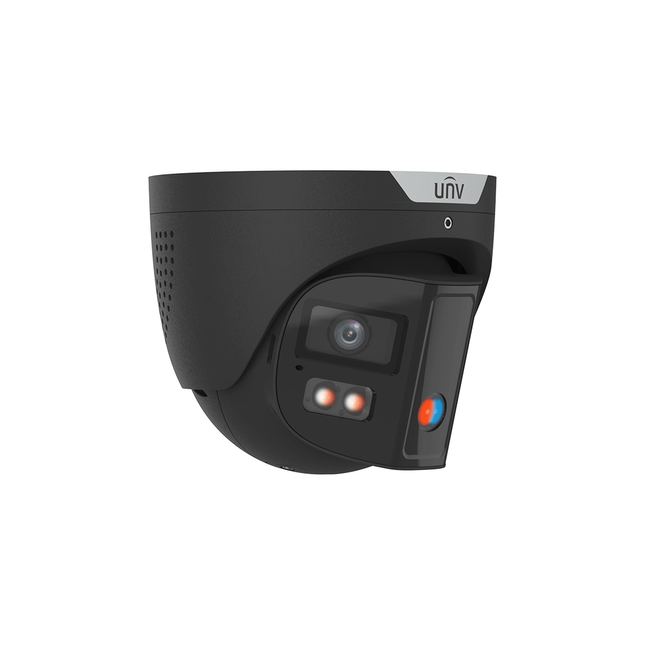 Uniview Security Camera: 8MP Dual-Lens Turret, 180° OmniView, Dual-Light Alarm, IP67 - IPC3K28SE-ADF28KMC-DL-I0-BK