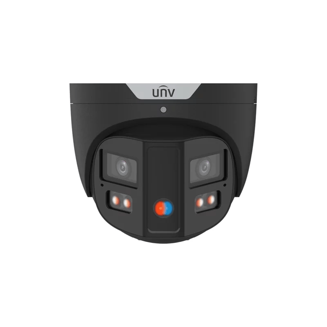 Uniview Security Camera: 8MP Dual-Lens Turret, 180° OmniView, Dual-Light Alarm, IP67 - IPC3K28SE-ADF28KMC-DL-I0-BK