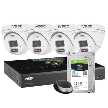 IVSEC 8 Channel Security Kits: 12MP NVR, 4 X 5MP Turret, 2TB HDD - IVK-29