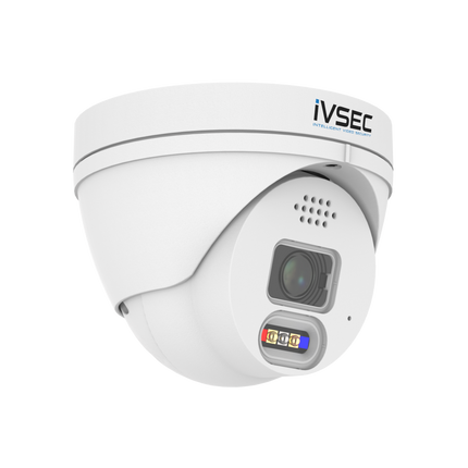 IVSEC Security Camera: 8MP Turret, 2.8mm, Active Deterrence, Two-Way Audio, IP67 - NC319XB