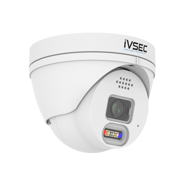 IVSEC Security Camera: 8MP Turret, 2.8mm, Active Deterrence, Two-Way Audio, IP67 - NC319XB