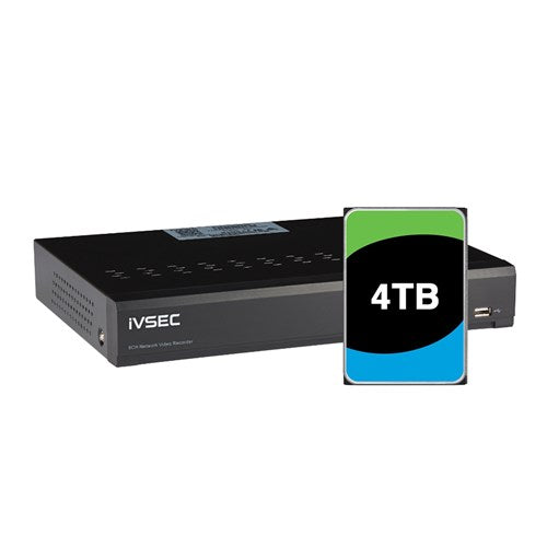 IVSEC NR3082XB-4TB 8-Channel PoE NVR, 12MP, 8 PoE Ports, 2 HDD Bays with 4TB Preinstalled HDD, H.265+