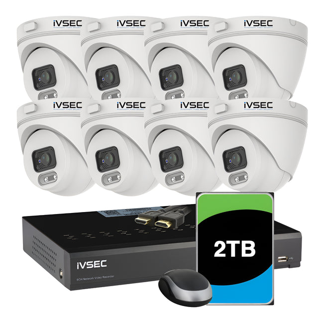 IVSEC 8 Channel Security Kits: KIT LX Series 8 X NC000XA IP CAM+ NR008XB-2TB 8-PoE NVR 4K, BASIC IVS - LVK-0008