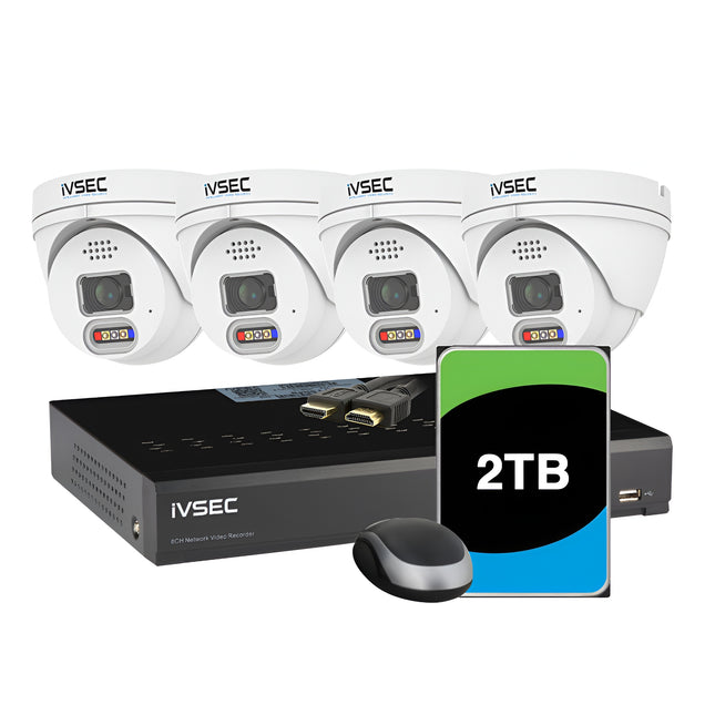 IVSEC LX-Series Security Kit: 4 × 8MP NC319XB Cameras + NR004XB-2TB 4-Port NVR with BASIC IVS – LVK-319B