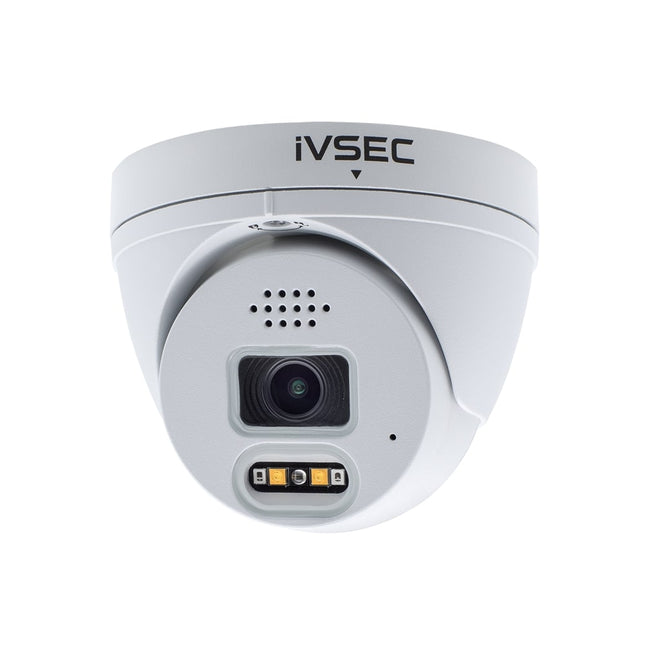 IVSEC Security Camera: 8MP Turret, 2.8mm, Active Deterrence, Two-Way Audio, IP67 - NC319XB