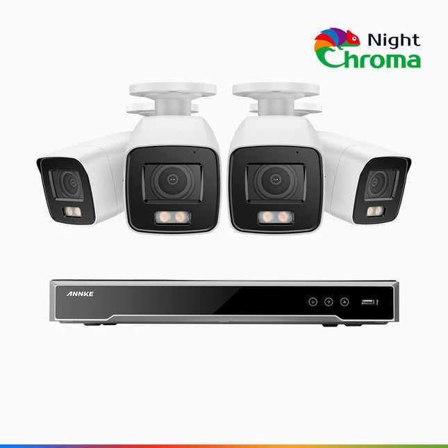 Annke NCK800 8CH NVR 4-Camera 8MP (4K) Bullet Security Kit, NightChroma, Smart Motion Detect, Built-in Mic, 2.8mm