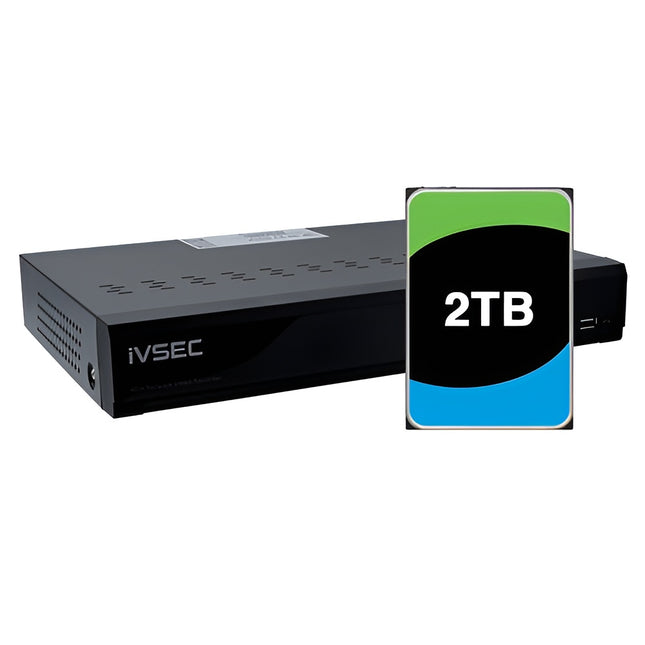 IVSEC NR004XB-2TB 4-Channel LX-Series NVR, 12MP, 4 PoE Ports, 1 Bay, H265+, 4K HDMI, 2TB Preinstalled HDD