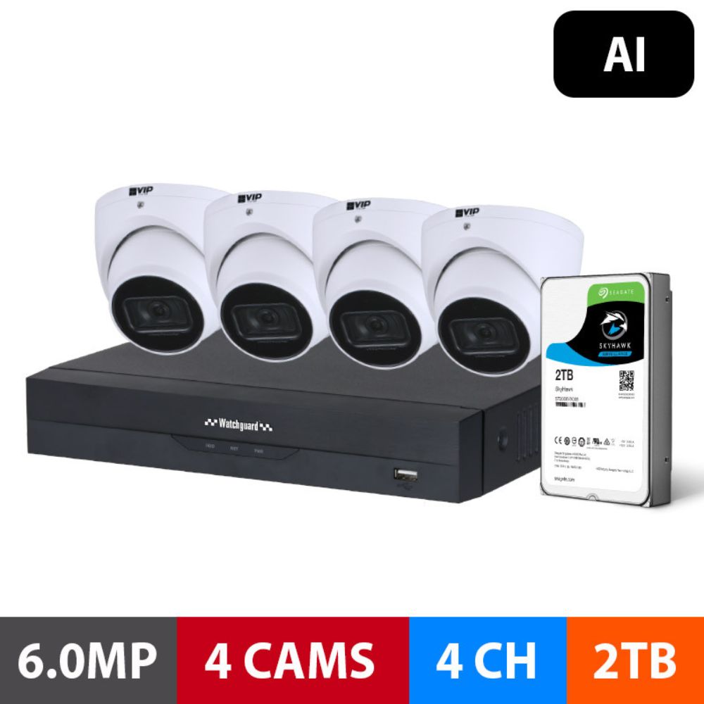 Watchguard G-Series: 4 Camera 6.0MP AI Surveillance Kit (2TB) - NVRKIT-G462-4C