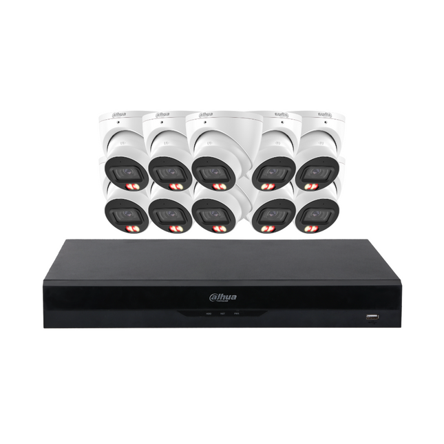 Dahua Security Kit: 10x 8MP (4K Ultra HD) 3X67 Turrets, SMD 4.0, Mic, LED, AI, NVR