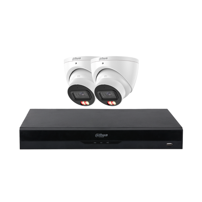 Dahua Security Kit: 2x 8MP (4K Ultra HD) 3X67 Turrets, SMD 4.0, Mic, LED, AI, NVR