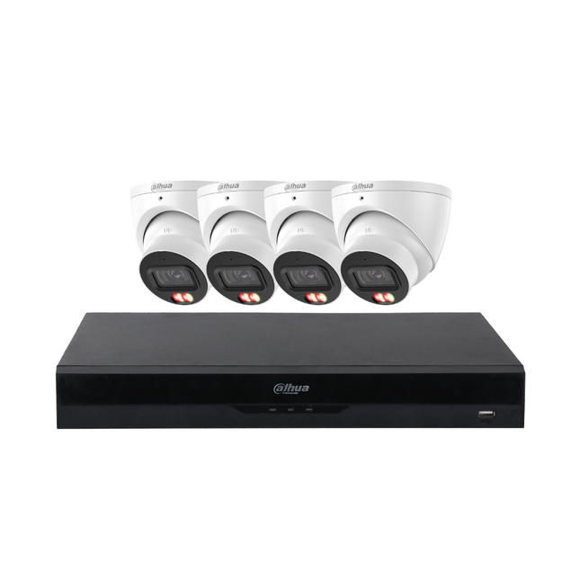 Dahua Security Kit: 4x 8MP (4K Ultra HD) 3X67 Turrets, SMD 4.0, Mic, LED, AI, NVR