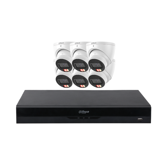 Dahua Security Kit: 6x 8MP (4K Ultra HD) 3X67 Turrets, SMD 4.0, Mic, LED, AI, NVR