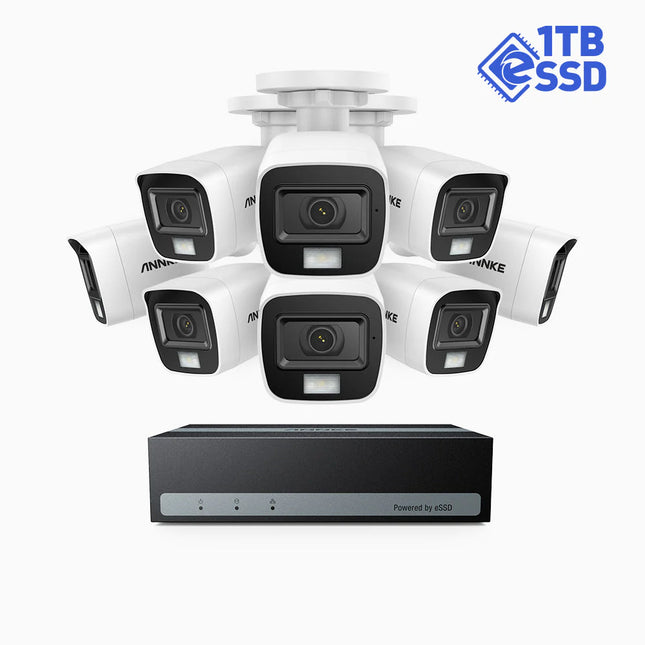 Annke SSDK500 5MP Turret Analog Camera System, Dual Light, 2.8mm, IP67