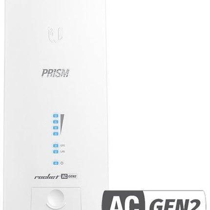 Ubiquity UBQRP-5AC-GEN2 Rocket Ac Prism Gen2 5Ghz Radio Base Station 1X 10/100/1000Mbps Powdercoated Die-Cast Aluminum 18-26VDC 230Hx88Wx40D