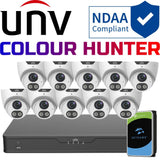Uniview ColourHunter Security System: 10x 5MP Turret Cams, 16CH 4K NVR + HDD