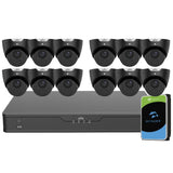 Uniview EasyStar Security System: 12x 6MP Turret Cams, 16CH 4K NVR + HDD (Black)