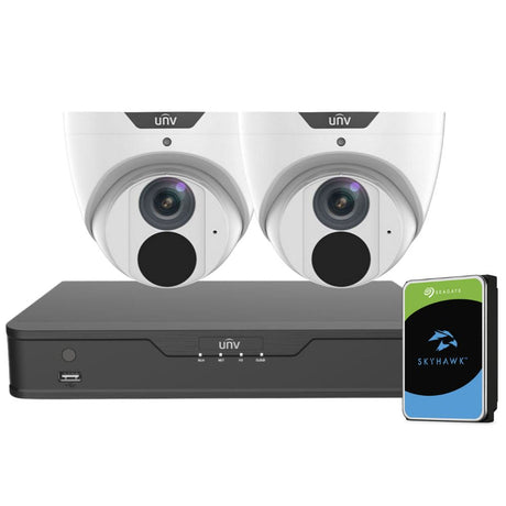 Uniview LightHunter Security System: 2x 6MP Turret Cams, 4CH 4K NVR + HDD