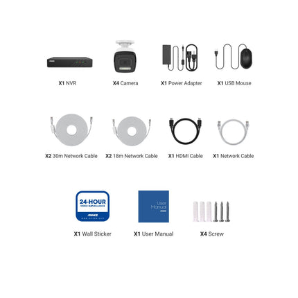 Annke Security Kit: 4x 5MP Bullet Cameras, 8CH NVR, Smart Dual Light, AI Detect, Mic
