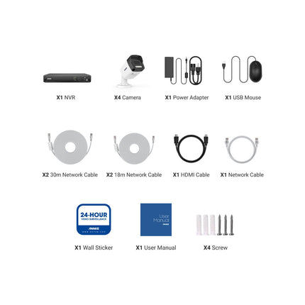 Annke Security Kit: 4x 8MP Bullet Cameras, 8CH 4K NVR, Smart Dual Light, AI Detect, Mic