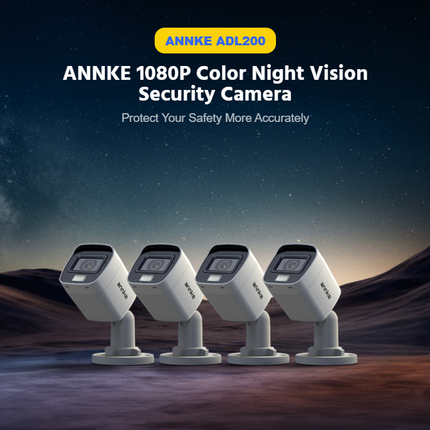 Annke 4x 2MP (1080P) Analog Bullet Cameras, Smart Night Vision, 3.6mm Lens, IP67