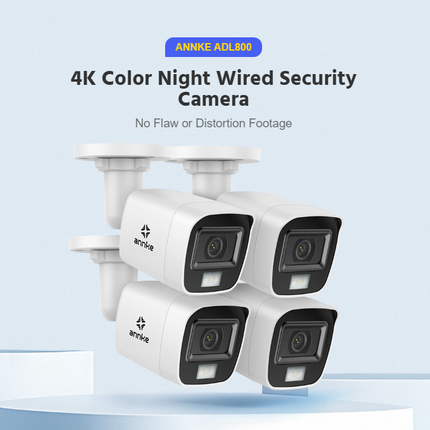 Annke 4x 8MP (4K) Analog Bullet Cameras, Smart Color Night Vision, 2.8mm Lens, IP67