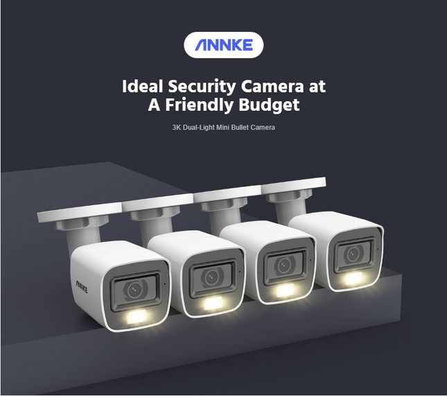 Annke 4x 5MP Analog Bullet Cameras, Audio Recording, Smart Color Night Vision, 2.8mm Lens, IP67