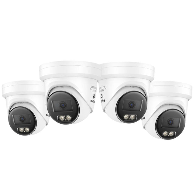 Annke 4x NCBR800 8MP (4K) Turret Cameras, Red Blue Flash, Color Night Vision, Two-Way Audio, IP67