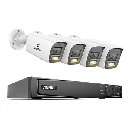 ANNKE 8CH 8MP Outdoor CCTV Security System, 4 Bullet Cameras, AI Human & Vehicle Detection, Built-in Microphone, Smart Dual Light, 4K UHD