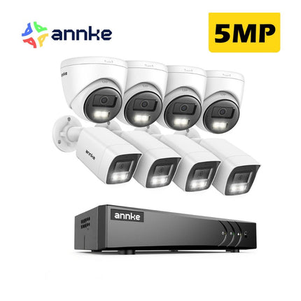 ANNKE 3K Smart Dual-Light Security Camera System with 4 Bullet & 4 Turret Cameras, Two-Way Audio, Human & Vehicle Detection DVR Kit