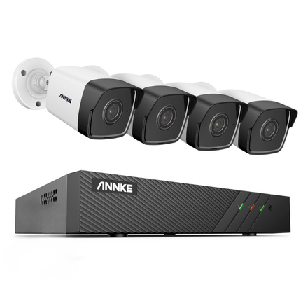 Annke 8CH NVR 4 Cam 5MP Bullet Security System, 100ft Night Vision, Built-in Mic, 120dB WDR