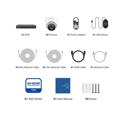 Annke Security Kit: 8x 4K Turret Cameras, 16CH NVR, Smart Dual Light, AI Detect, Mic