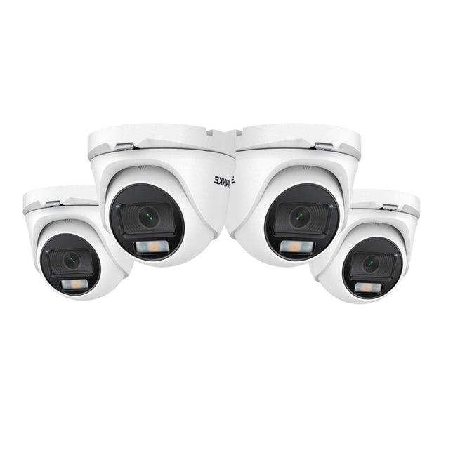 Annke 4x NCA200 2MP 1080p Analog Turret Cameras, Color Night Vision, F1.0 Lens, Built-in Mic, 121° FoV, WDR, IP66