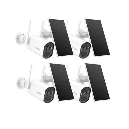 ANNKE 4-Camera 4MP Wireless Solar Security Camera Kit, Two-Way Audio, Color Night Vision, Dual-Band WiFi 6, PIR Motion Detection, IP65