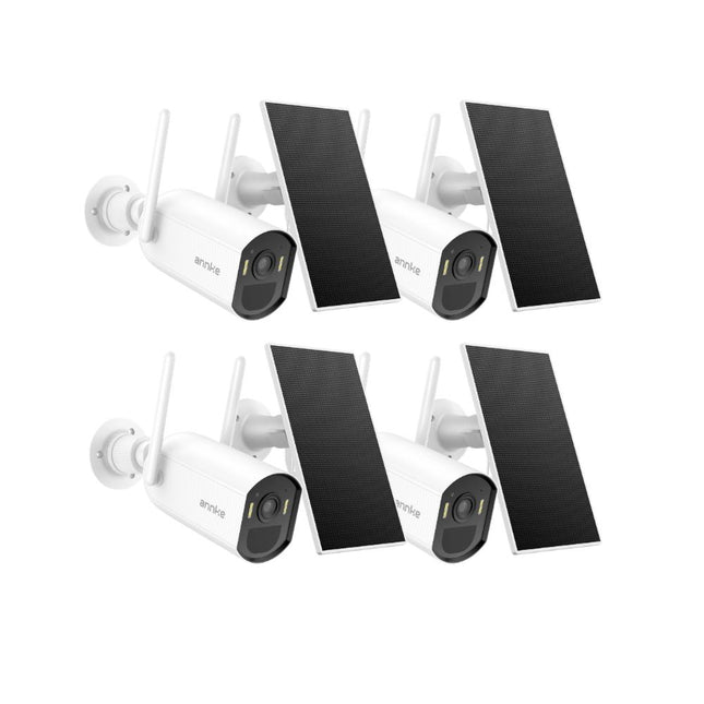 ANNKE 4-Camera 4MP Wireless Solar Security Camera Kit, Two-Way Audio, Color Night Vision, Dual-Band WiFi 6, PIR Motion Detection, IP65