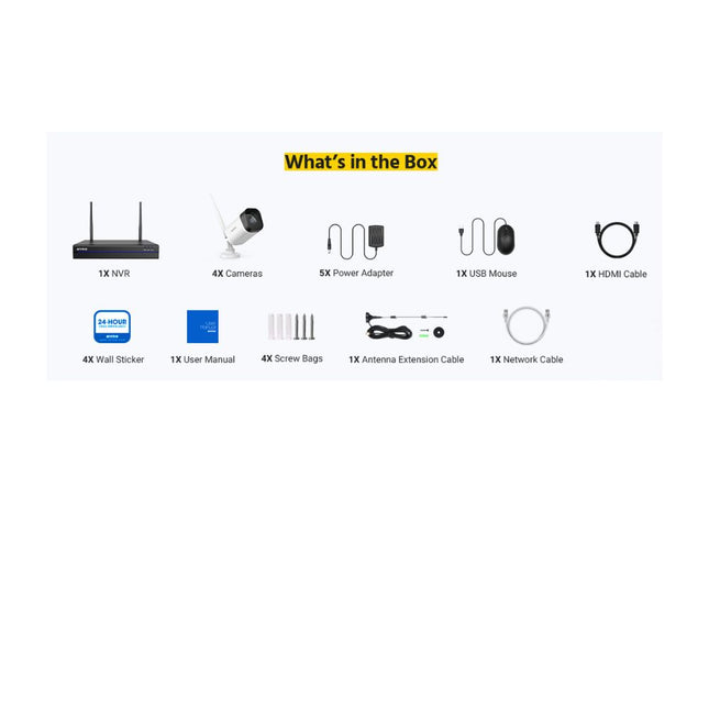 ANNKE 16CH NVR 4-Camera 3MP Wireless Security System, Motion Detection, Alexa Compatible, Waterproof