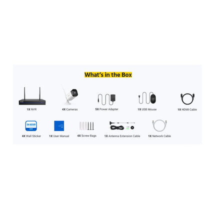 ANNKE 16CH NVR 4-Camera 8MP (4K) Wireless Security System, Motion Detection, Alexa Compatible, Waterproof