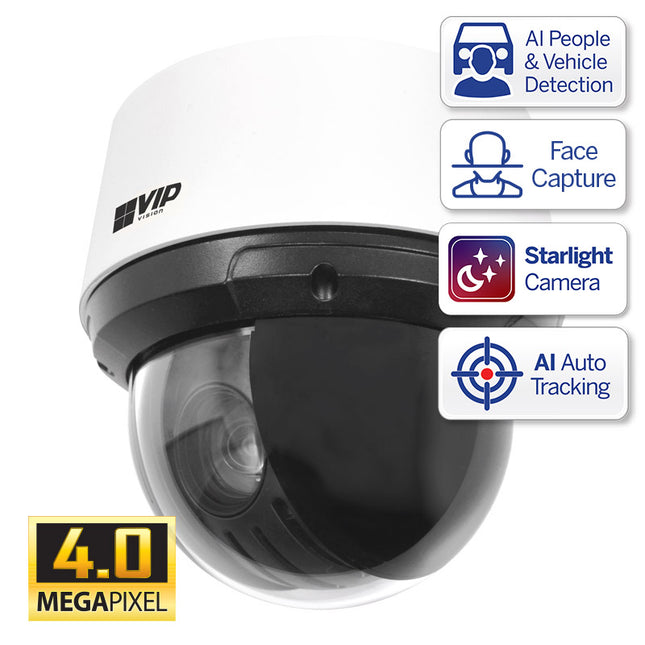 VIP Vision Professional AI Series 4.0MP 25x Optical Zoom PTZ Compact Dome IP Camera (5–125mm) – VSIPPTZ-4IRC-I