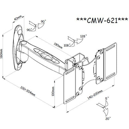 Generic AM-CMW621 LCD Wall Mount Bracket with Single Swing Arm