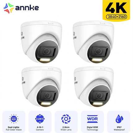 ANNKE 4-Camera 4K Wired CCTV Security Camera System, Smart Dual-Light Color & IR Night Vision, IP67 Weatherproof