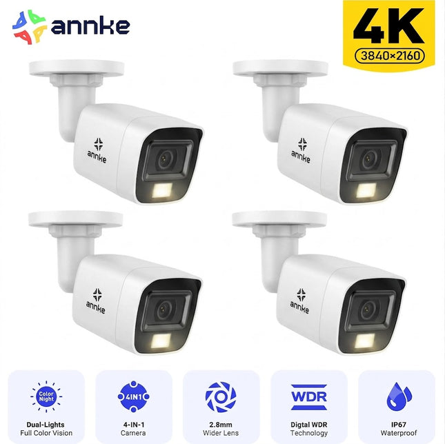 ANNKE 4-Camera 4K Wired Security Camera System, Color Night Vision, Smart Dual-Light, IP67 Weatherproof