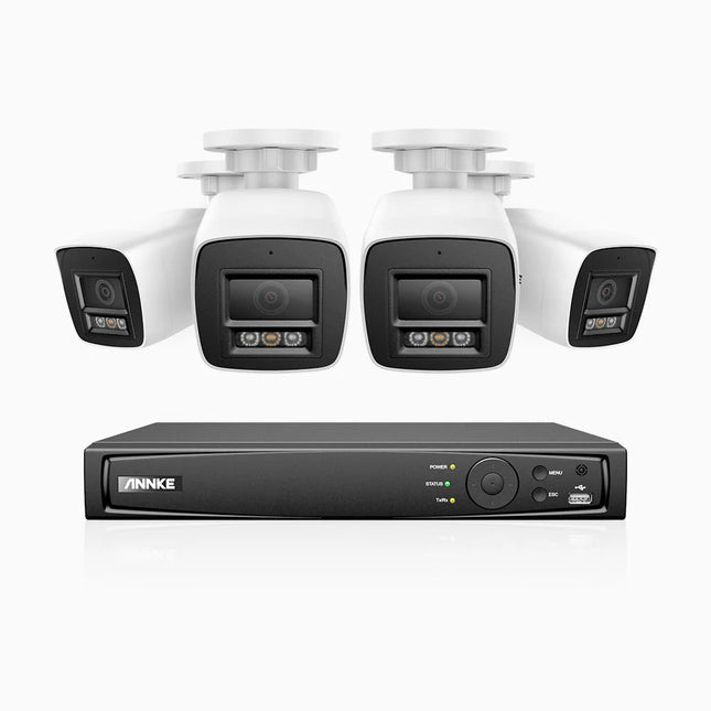 Annke H800 8CH NVR 4-Camera 8MP (4K) Bullet Security Kit, Smart Dual Light, Smart Motion Detect, Built-in Mic, IP67