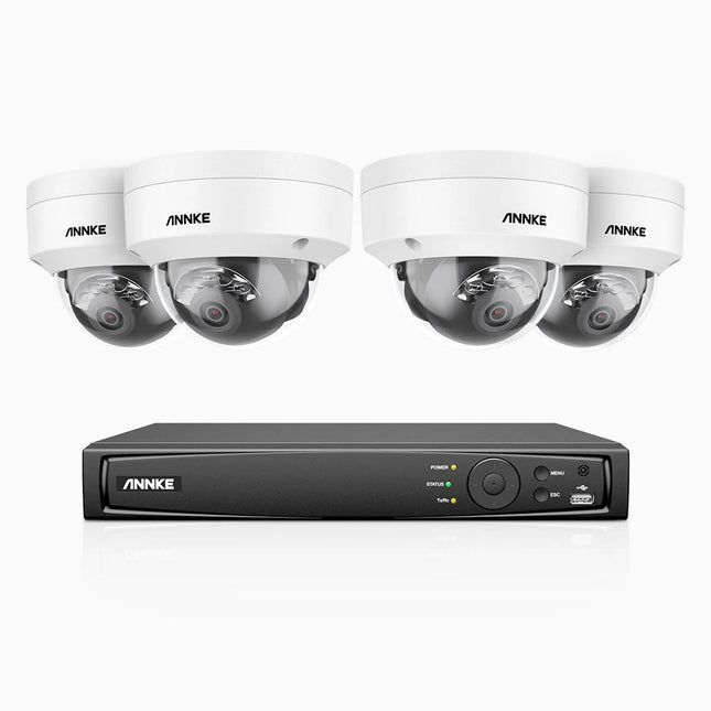 Annke H800 8CH NVR 4-Camera 8MP (4K) Dome Security Kit, Smart Dual Light, Smart Motion Detect, Built-in Mic, IP67, IK10
